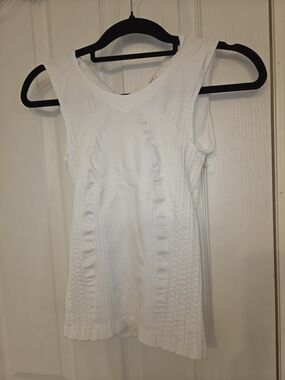 White Textured Sleeveless Knit Top